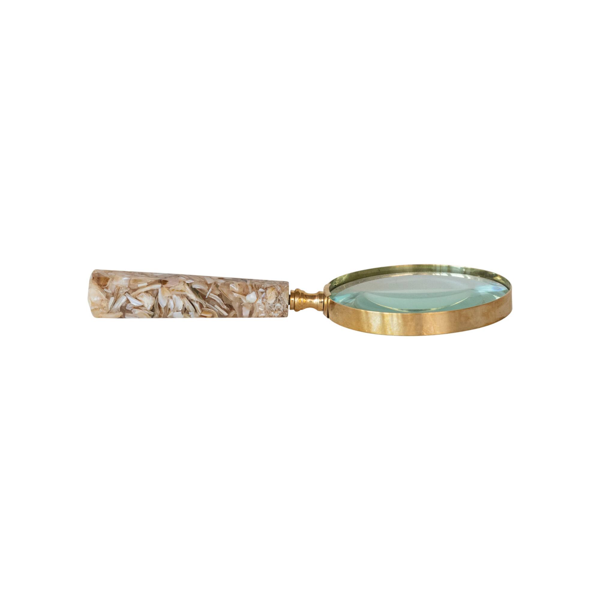 Hello Honey® 9" Brass Magnifying Glass with Mother of Pearl Handle
